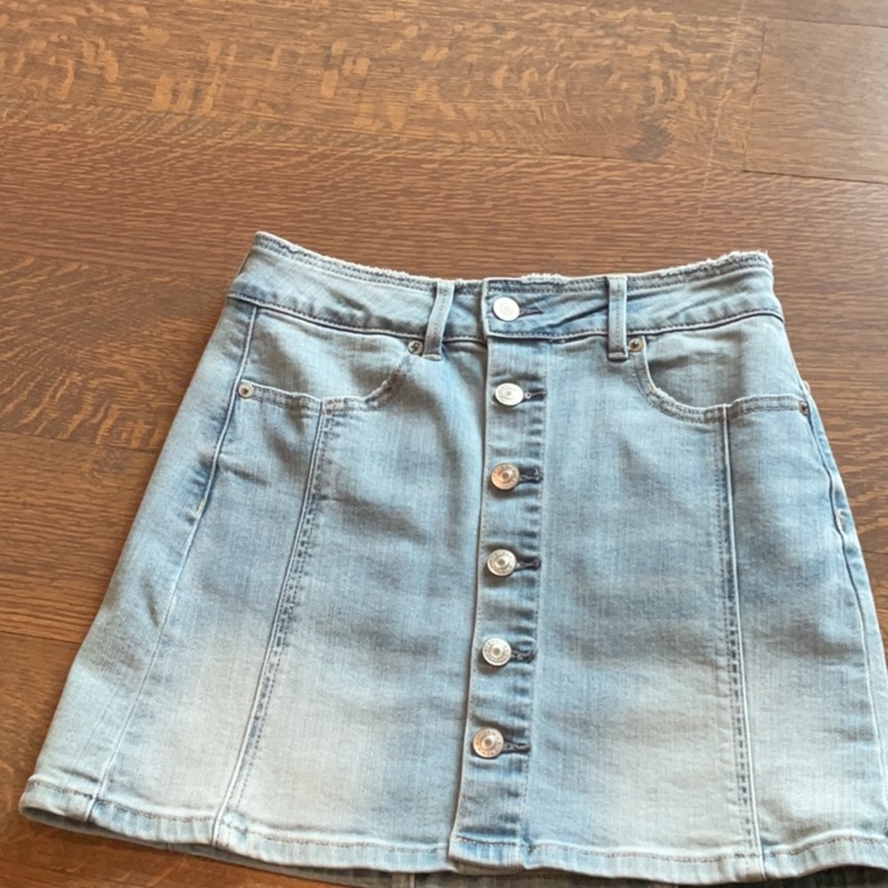 Denim Button-Front Skirt